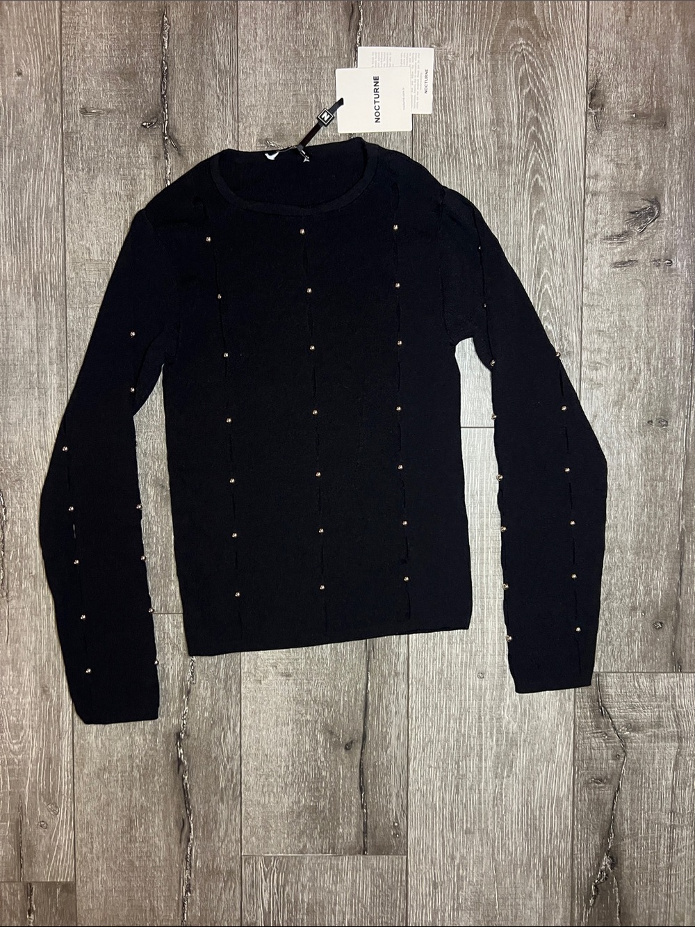 Black long sleeve with cut outs and studs - Womens knitwear